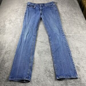 Levi 505 Jeans Straight Leg Womens 10L 32x33 Blue‎ Medium Wash Denim Mid Rise